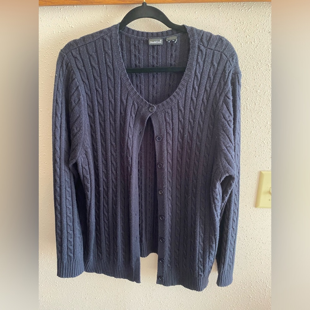 North Crest Navy Cable Knit Cardigan